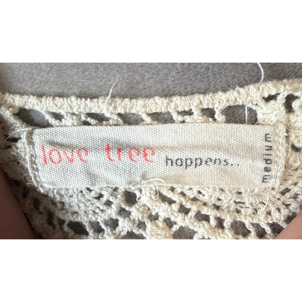 Love Tree Boho Tribal Print High Low Maxi Dress Black White Crochet Lace Medium - Picture 3 of 3